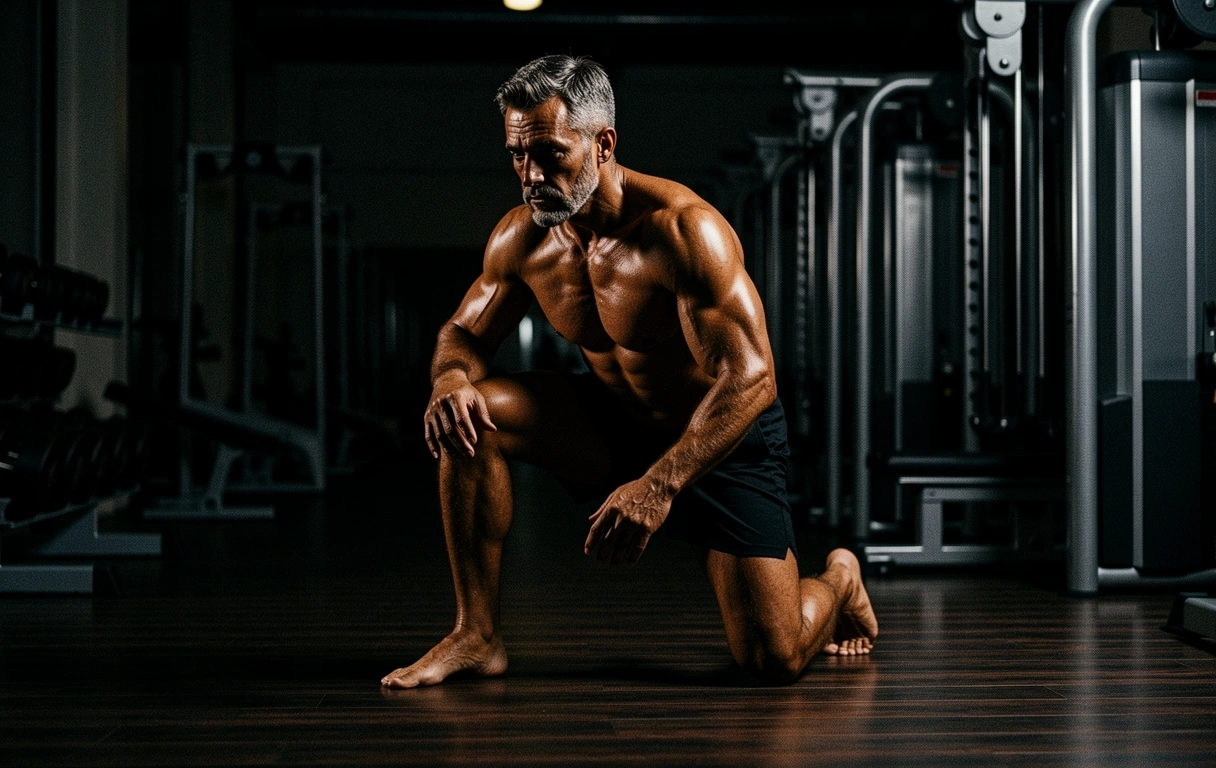 Homme pratiquant un mouvement de force contrôlé